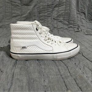 Vans Sk8 Hi -white leather *size 8 men’s LIKE NEW